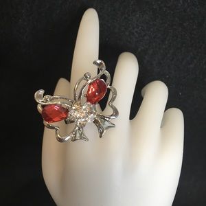 Costume jewelry red butterfly ring